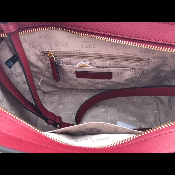 Michael Kors Tina Small Top Zip Satchel MK Cherry - Picture 6 of 6